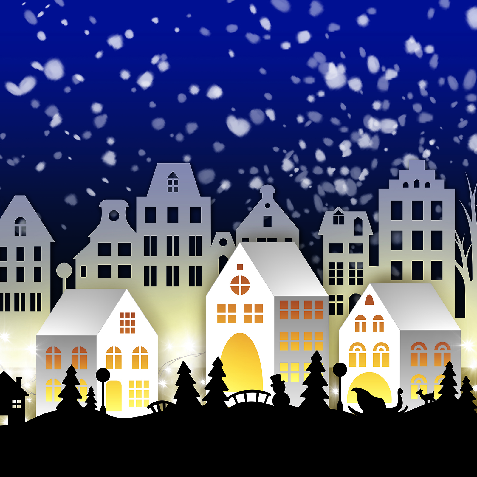 картинка Набор для декора "Рождественская деревня" со светодиодной гирляндой ТМ HappyLine #Арт.83381 от магазина HappyLine-media.ru